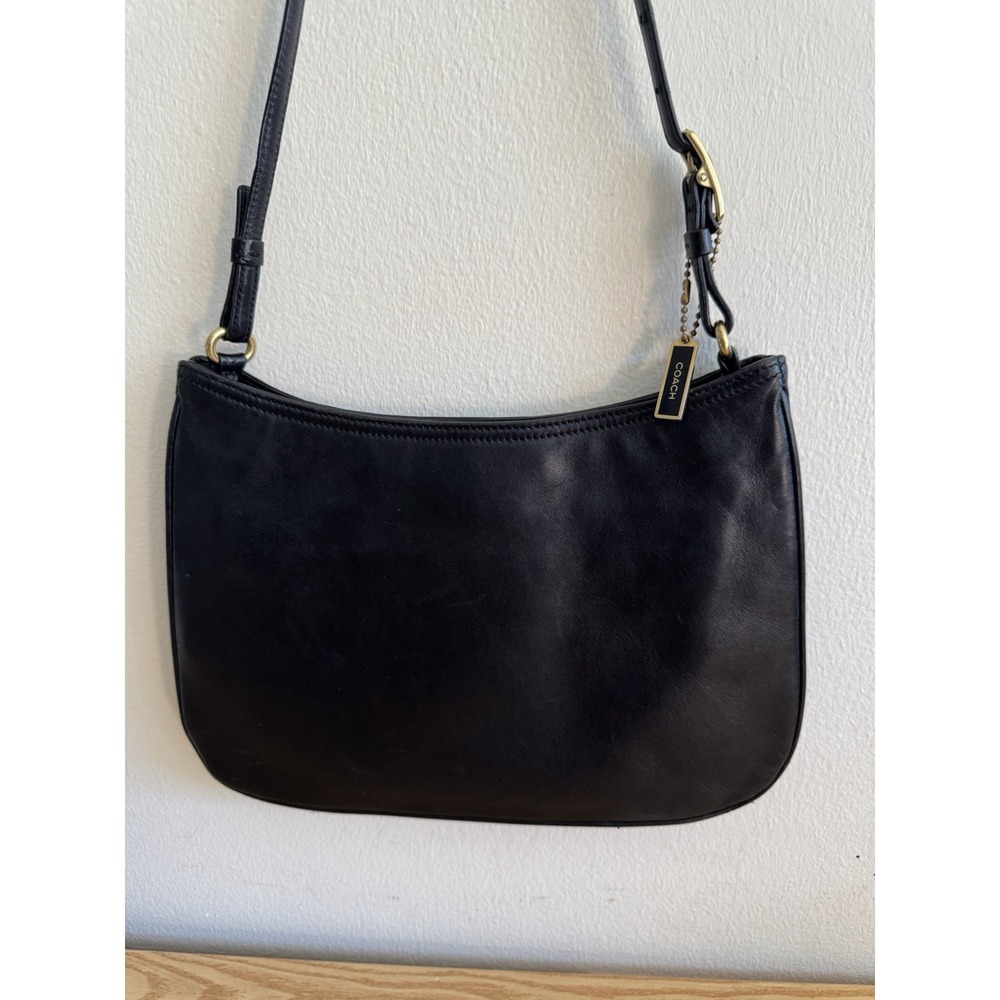 Vintage‎ COACH Y2K Black Leather Baguette Shoulder Bag E1K-8165 - Picture 2 of 11